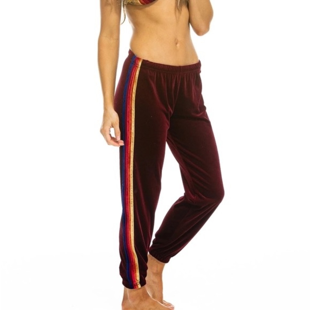 RARE Aviator Nation Velvet Sweatpants Wine